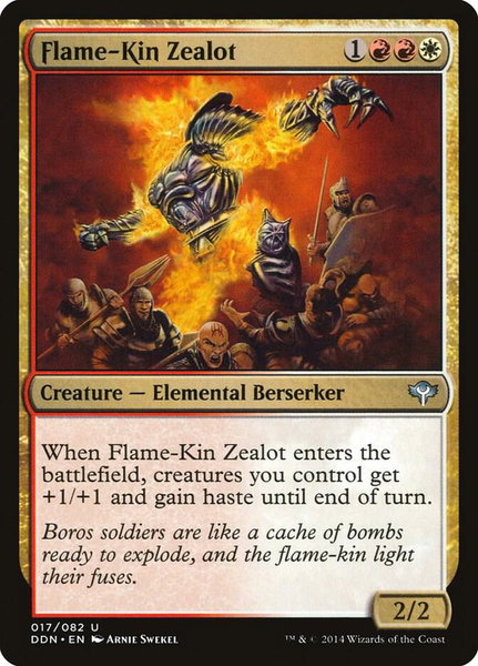 Flame-Kin Zealot trading card from Duel Decks: Speed vs. Cunning Flame-Kin Zealot - Duel Decks: Speed vs. Cunning Magic: The Gathering trading card