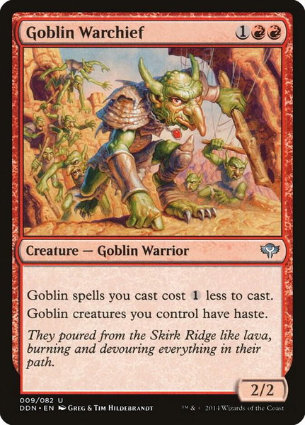 Goblin Warchief trading card from Duel Decks: Speed vs. Cunning Goblin Warchief - Duel Decks: Speed vs. Cunning Magic: The Gathering trading card