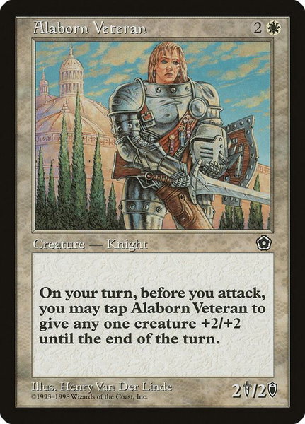 Alaborn Veteran trading card from Portal Second Age Alaborn Veteran - Portal Second Age Magic: The Gathering trading card