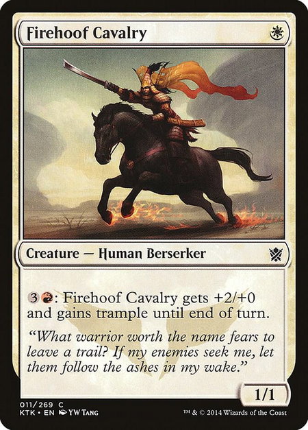 Firehoof Cavalry trading card from Khans of Tarkir Firehoof Cavalry - Khans of Tarkir Magic: The Gathering trading card