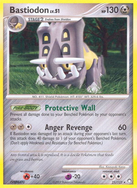 Bastiodon trading card from Mysterious Treasures Bastiodon - Mysterious Treasures Pokémon trading card
