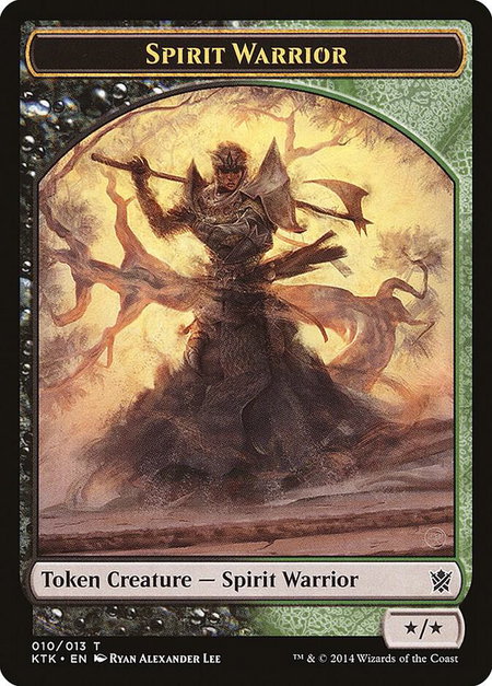 Spirit Warrior Token trading card from Khans of Tarkir Spirit Warrior Token - Khans of Tarkir Magic: The Gathering trading card