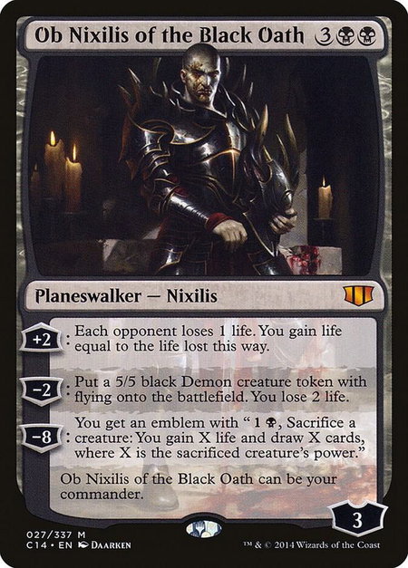 Ob Nixilis of the Black Oath trading card from Commander 2014 Ob Nixilis of the Black Oath - Commander 2014 Magic: The Gathering trading card