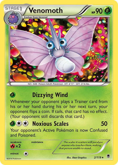 Venomoth - XY - Phantom Forces Pokémon trading card