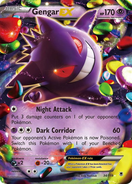 Gengar EX - XY - Phantom Forces Pokémon trading card