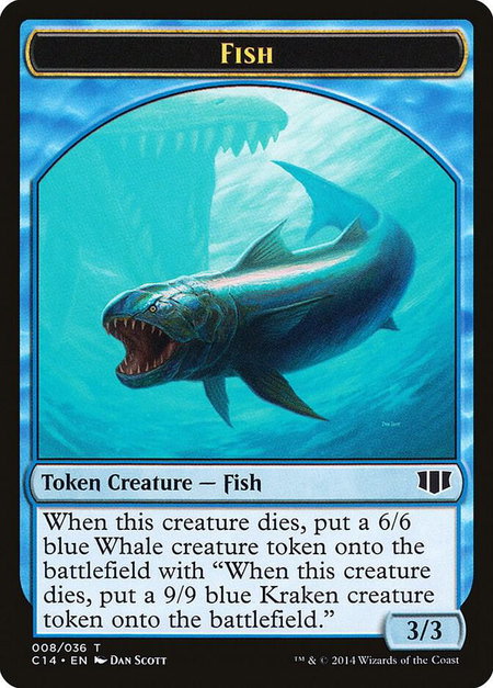 Fish // Zombie (011) Double-Sided Token - Commander 2014 Magic: The Gathering trading card