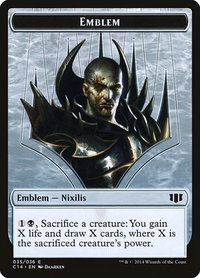 Emblem - Ob Nixilis of the Black Oath // Zombie Double-Sided Token - Commander 2014 (C14) #35 - Token Magic: The Gathering Trading Card