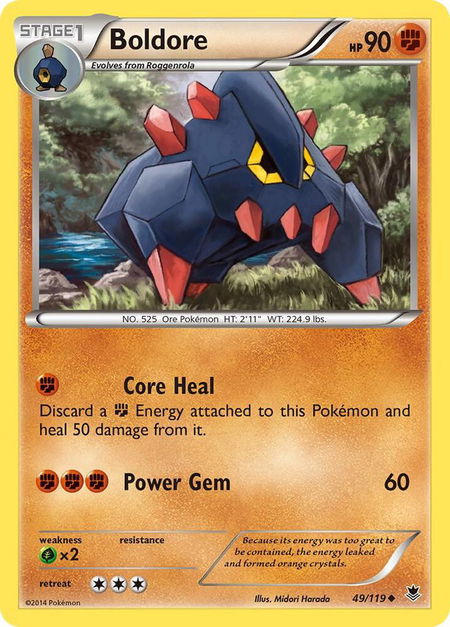 Boldore - XY - Phantom Forces Pokémon trading card