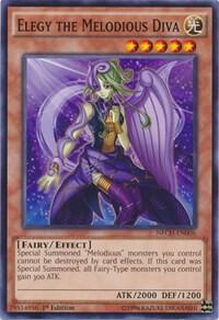 Elegy the Melodious Diva trading card from The New Challengers Elegy the Melodious Diva - The New Challengers YuGiOh trading card