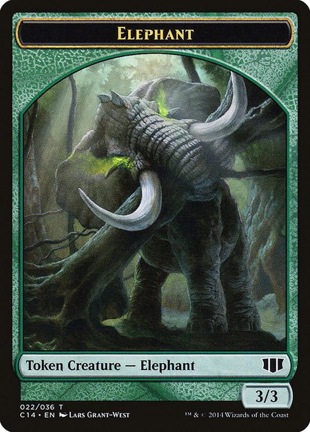 Elephant // Elf Warrior Double-Sided Token - Commander 2014 Magic: The Gathering trading card