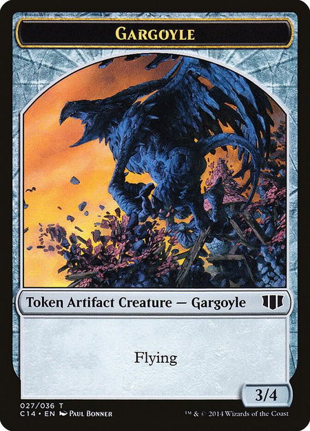 Gargoyle // Elf Warrior Double-Sided Token - Commander 2014 Magic: The Gathering trading card