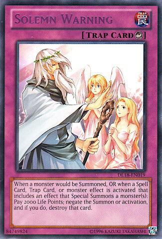 Solemn Warning (Purple) - Duelist League Promo YuGiOh trading card