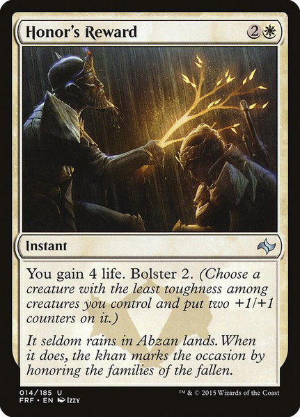 Honor's Reward trading card from Fate Reforged Honor's Reward - Fate Reforged Magic: The Gathering trading card