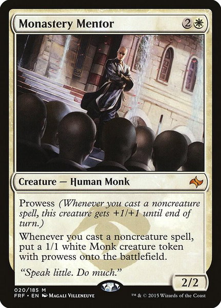 Monastery Mentor trading card from Fate Reforged Monastery Mentor - Fate Reforged Magic: The Gathering trading card
