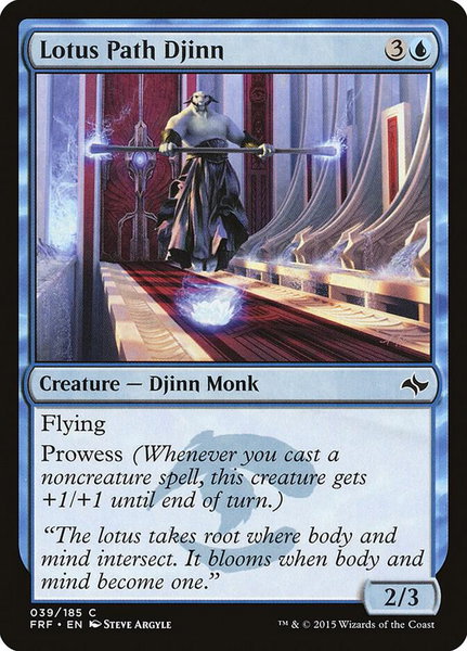 Lotus Path Djinn trading card from Fate Reforged Lotus Path Djinn - Fate Reforged Magic: The Gathering trading card