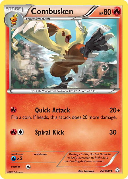 Combusken trading card from XY - Primal Clash Combusken - XY - Primal Clash Pokémon trading card