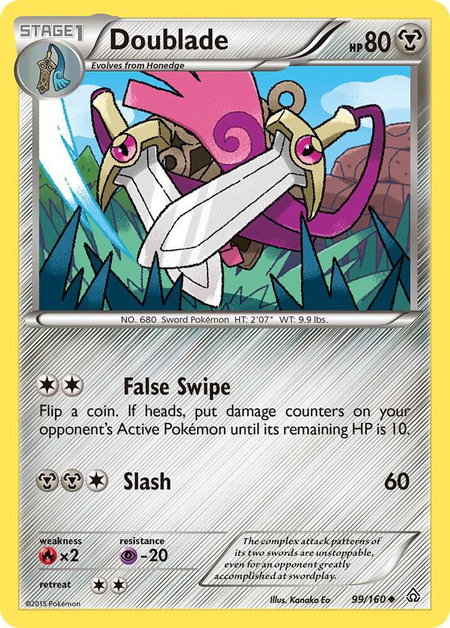 Doublade trading card from XY - Primal Clash Doublade - XY - Primal Clash Pokémon trading card