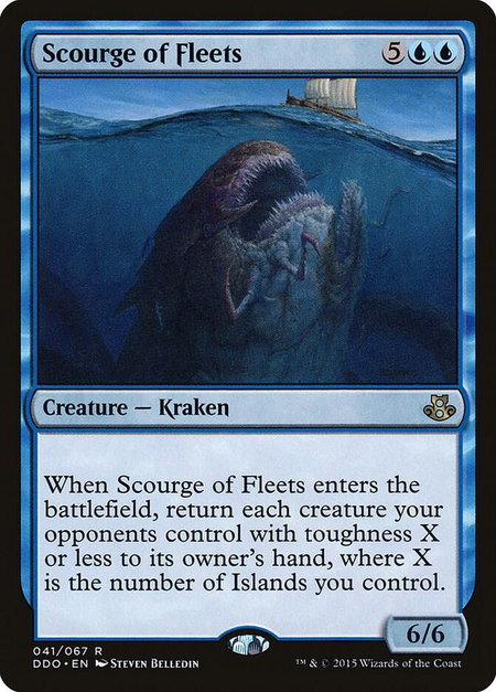 Scourge of Fleets trading card from Duel Decks: Elspeth vs. Kiora Scourge of Fleets - Duel Decks: Elspeth vs. Kiora Magic: The Gathering trading card