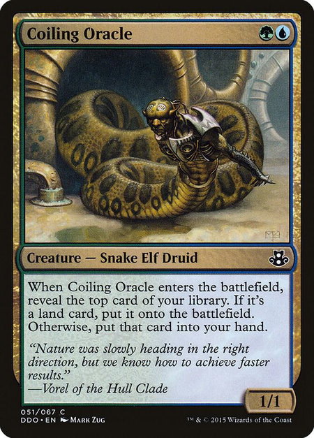 Coiling Oracle trading card from Duel Decks: Elspeth vs. Kiora Coiling Oracle - Duel Decks: Elspeth vs. Kiora Magic: The Gathering trading card