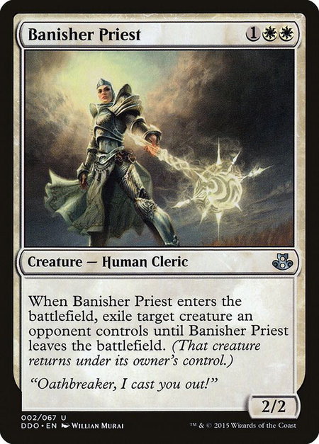 Banisher Priest trading card from Duel Decks: Elspeth vs. Kiora Banisher Priest - Duel Decks: Elspeth vs. Kiora Magic: The Gathering trading card