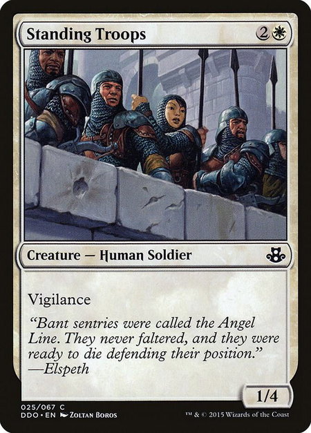 Standing Troops trading card from Duel Decks: Elspeth vs. Kiora Standing Troops - Duel Decks: Elspeth vs. Kiora Magic: The Gathering trading card