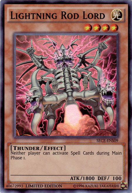 Lightning Rod Lord (SE) trading card from Secrets of Eternity Lightning Rod Lord (SE) - Secrets of Eternity YuGiOh trading card