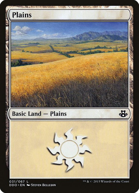 Plains (031) trading card from Duel Decks: Elspeth vs. Kiora Plains (031) - Duel Decks: Elspeth vs. Kiora Magic: The Gathering trading card