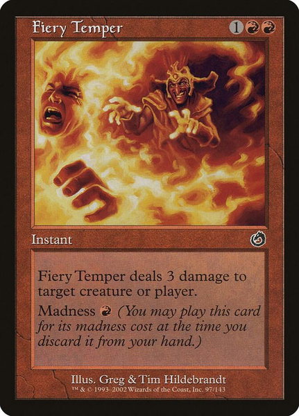 Fiery Temper trading card from Torment Fiery Temper - Torment Magic: The Gathering trading card