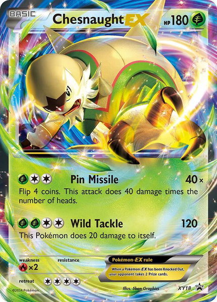 Chesnaught EX - XY18 trading card from XY Promos Chesnaught EX - XY18 - XY Promos Pokémon trading card