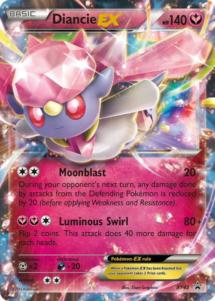 Diancie EX - XY43 trading card from XY Promos Diancie EX - XY43 - XY Promos Pokémon trading card