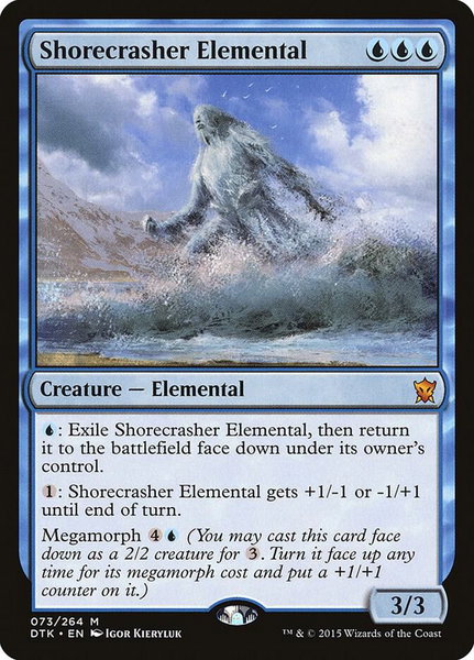 Shorecrasher Elemental trading card from Dragons of Tarkir Shorecrasher Elemental - Dragons of Tarkir Magic: The Gathering trading card