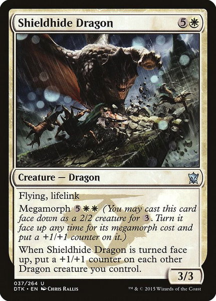 Shieldhide Dragon trading card from Dragons of Tarkir Shieldhide Dragon - Dragons of Tarkir Magic: The Gathering trading card