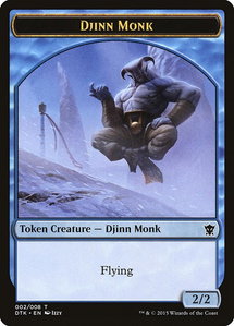 Djinn Monk Token - Dragons of Tarkir (DTK) #2 - Token Magic: The Gathering Trading Card