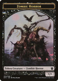 Zombie Horror Token - Dragons of Tarkir (DTK) #4 - Token Magic: The Gathering Trading Card