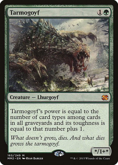 Tarmogoyf trading card from Modern Masters 2015 Tarmogoyf - Modern Masters 2015 Magic: The Gathering trading card
