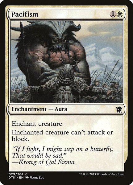 Pacifism trading card from Dragons of Tarkir Pacifism - Dragons of Tarkir Magic: The Gathering trading card