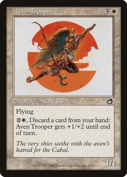 Aven Trooper trading card from Torment Aven Trooper - Torment Magic: The Gathering trading card