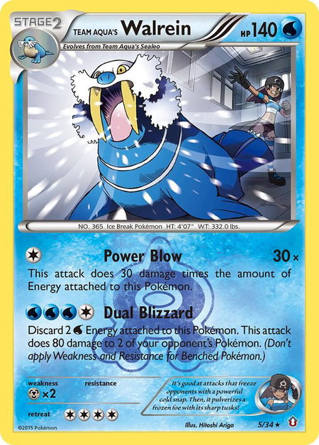 Team Aqua's Walrein trading card from Double Crisis Team Aqua's Walrein - Double Crisis Pokémon trading card