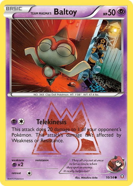 Team Magma's Baltoy trading card from Double Crisis Team Magma's Baltoy - Double Crisis Pokémon trading card