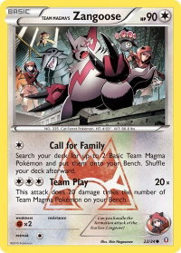 Team Magma's Zangoose - Double Crisis (DCR) #22/34 - Common Pokémon Trading Card