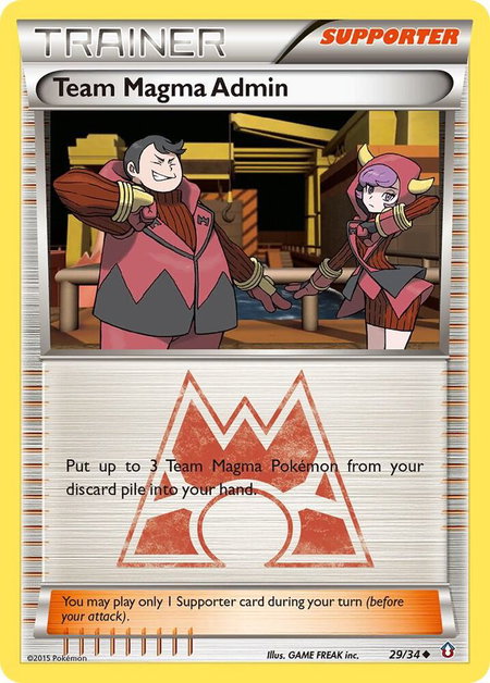 Team Magma Admin trading card from Double Crisis Team Magma Admin - Double Crisis Pokémon trading card