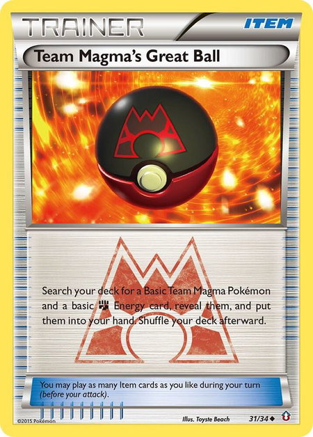 Team Magma's Great Ball trading card from Double Crisis Team Magma's Great Ball - Double Crisis Pokémon trading card
