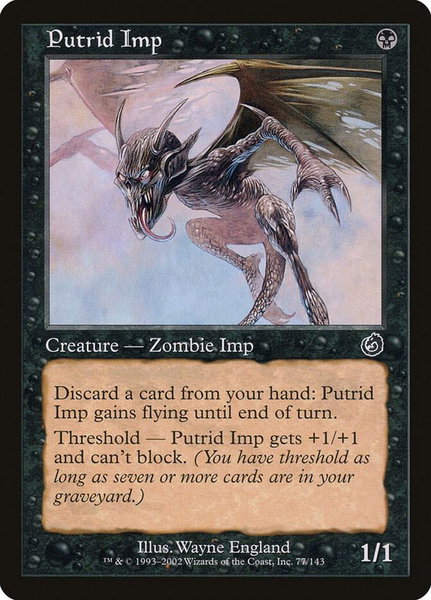 Putrid Imp trading card from Torment Putrid Imp - Torment Magic: The Gathering trading card