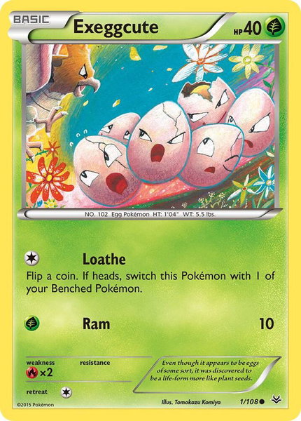 Exeggcute trading card from XY - Roaring Skies Exeggcute - XY - Roaring Skies Pokémon trading card