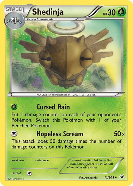 Shedinja trading card from XY - Roaring Skies Shedinja - XY - Roaring Skies Pokémon trading card