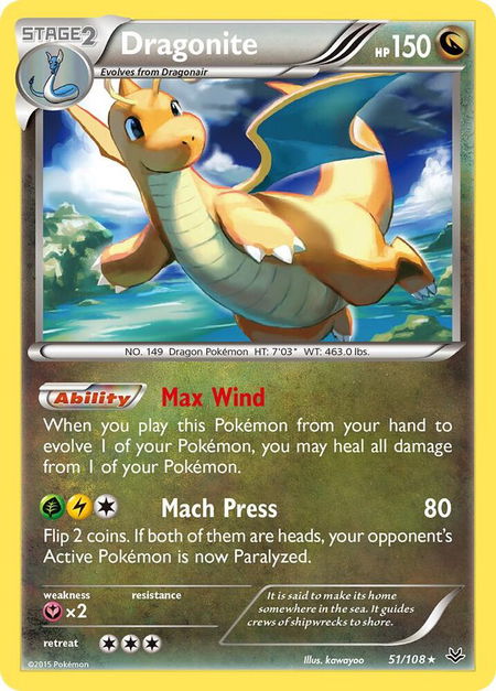 Dragonite (51) - XY - Roaring Skies Pokémon trading card