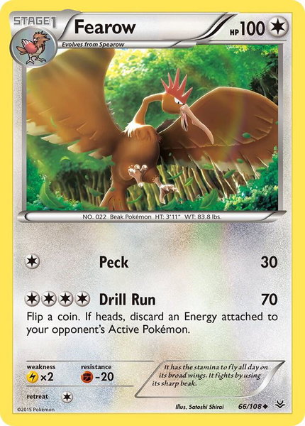 Fearow trading card from XY - Roaring Skies Fearow - XY - Roaring Skies Pokémon trading card