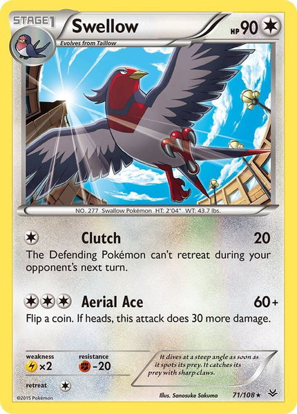 Swellow (71) - XY - Roaring Skies Pokémon trading card