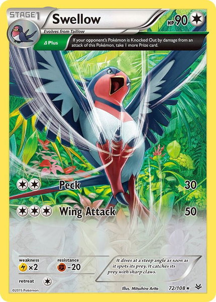 Swellow (72 Delta) - XY - Roaring Skies Pokémon trading card