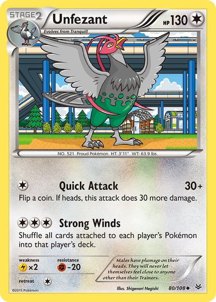 Unfezant (80) - XY - Roaring Skies Pokémon trading card